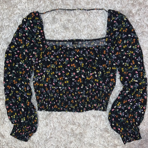 AFRM Tops - NWT! Soph Floral Long Sleeve Smocked Crop Top by AFRM